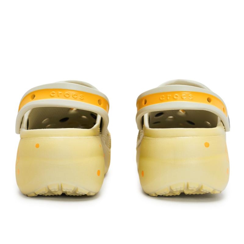 Crocs Classic Platform Clog 811 Made Mango Cheese Special Shoe Box Cute Cartoon Summer Soft Squishy Feel Women's Clogs Beige