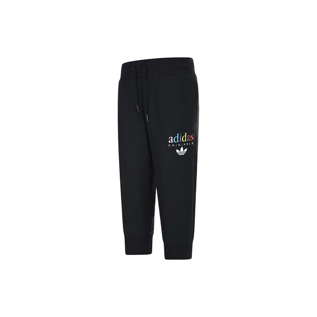 Adidas Originals Trefoil Logo Letter Print Lace-Up Sports Pants Women Pants Black AY6602