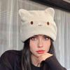 Winter Warm Knitted Slouchy Beanie for Women Embroidered Cat Ears Stretchy Cozy Hat Ladies Fashion Essential Winter Knit Cap