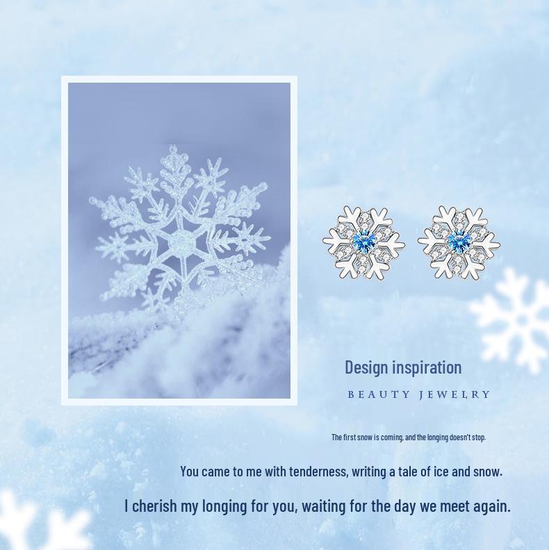 2022 Sterling Silver Snowflake Stud Earrings - Christmas & Winter Gift for Women