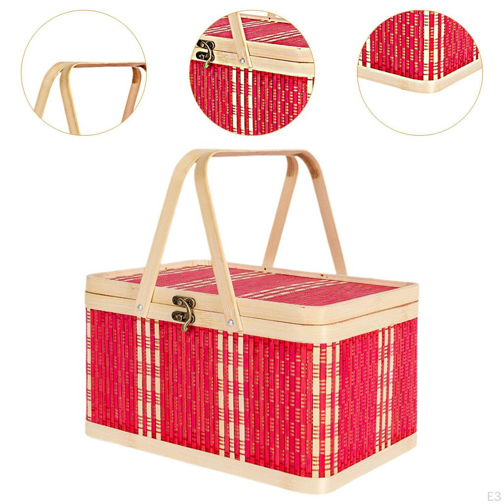 Picnic Basket Fruit Carrying Holder Easy to Use Portable Convenient Woven Container for Bread