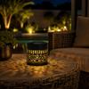 Solar Hollow Cylinder Outdoor Garden Projection Light Solar Powered Peony Pattern Decorative Lantern for Patio Pathway Yard
