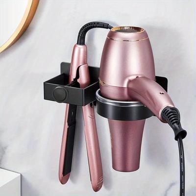 Hair Dryer Holder Wall Mounted Bathroom Hair Straightener Storage Holder Hair Tool Organizer Adhesive Toilet Blower Holder