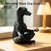 Contemporary Black Dog Figurine 3D Printed Meditating Statue, Zen Sitting Puppy for Stress Relief Novelty Items Home Decor, Creative Animal Sculpture