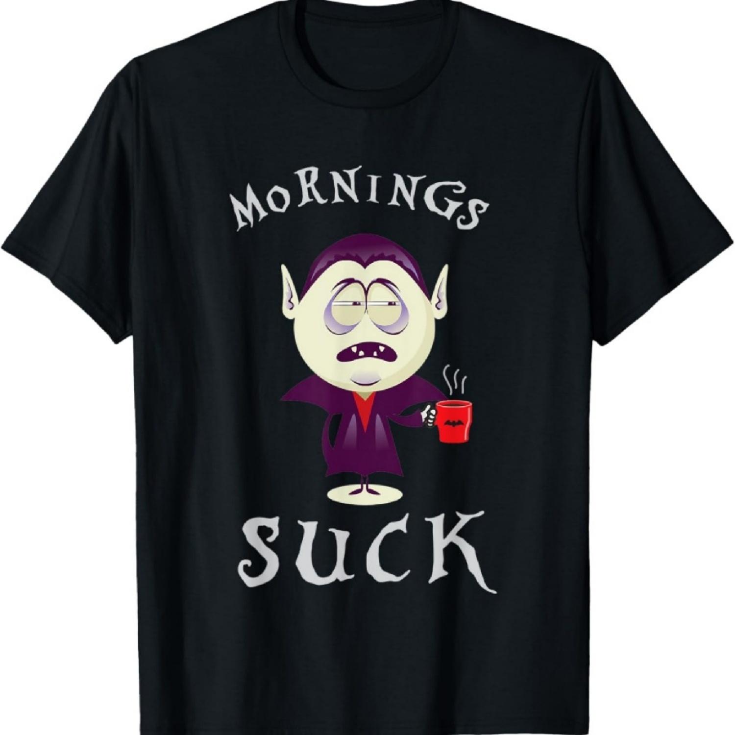 

Tired vampire with coffee in the morning - Mornings Suck - Dracula T-Shirt XXXXXL чорний