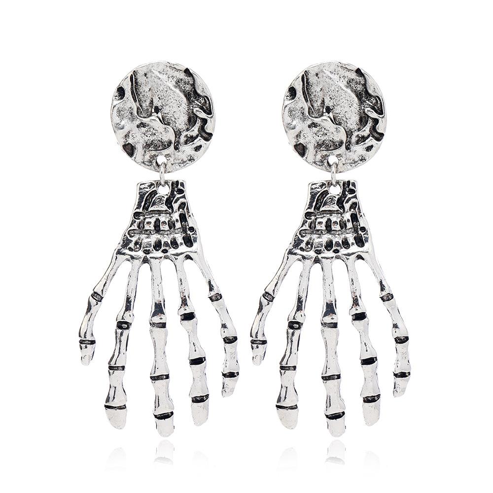 Halloween Accessories, Retro Skull Hand Bone Earrings, Personalized Earrings