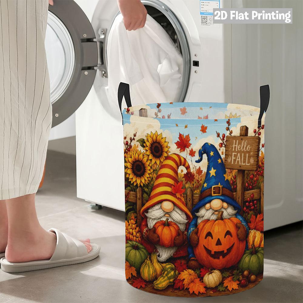 Collapsible Laundry Basket Large Round Waterproof Fabric Hamper Dirty Clothes Storage Bin Toy Organizer with Handles