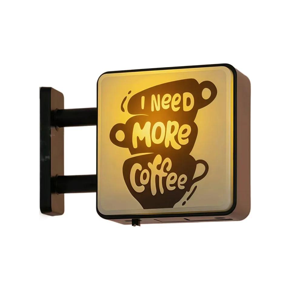 Creative Atmosphere Coffee Corner Light Sign Retro Style Soft Light Glowing Fridge Magnet Decoration Magnetic