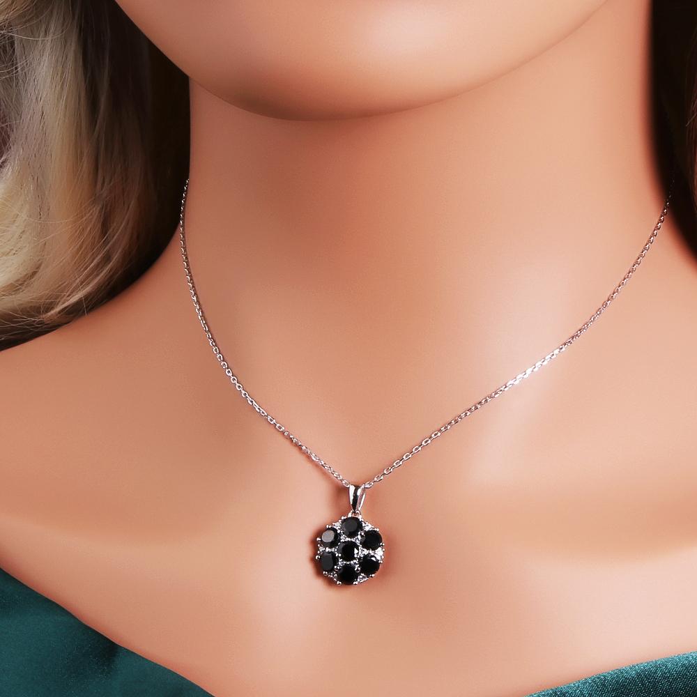 Simple women pendant necklace 925 sterling silver with natural Black spinel fine jewelry for women birthday gift