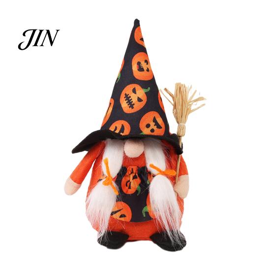 Striped Pointed Hat Gnome Halloween Gnomes Plush, Handmade Decoration, Dwarf Elf Ornaments for Witch Pumpkin Decor Tiered Tray Home Table Holiday