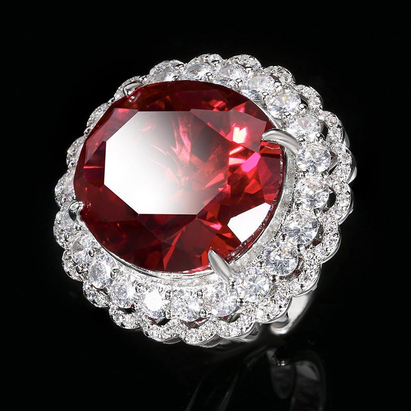 Jewelry Copper Bottom Gold Plating Simulation Red Corundum Light Luxury Main Stone 18 * 20