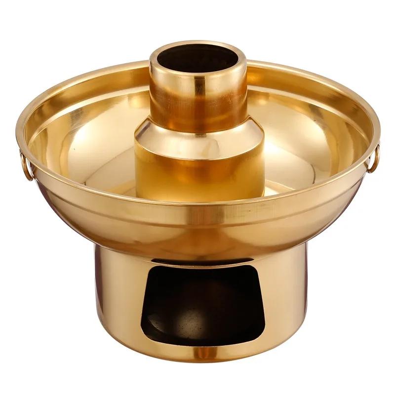 Rose Gold Chinese Style 410 Stainless Steel Small Hotpot - Single Person Dry Ice Hot Pot for a Classic Old Beijing Experience