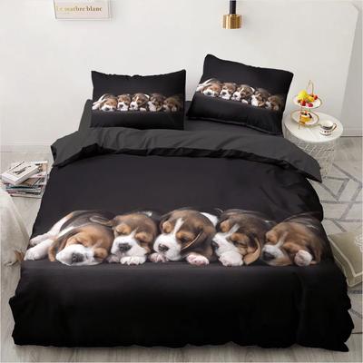 3D Animals Bedding Set Lovely Pet Printed Comforter Black Duvet Cover Kids Home Decor Single Queen King Size Gift Dropshipping