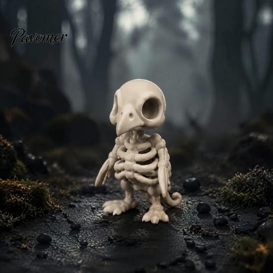 Personalized Gothic Interior Decor 3D Printed Vulture Skeleton Figurine,Spooky Bird Skull Statue, Mini Realistic Model Micro Landscape Ornament