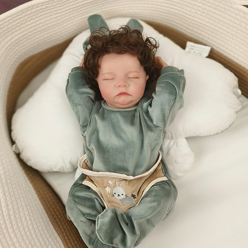 

Силиконовая виниловая кукла всего тела, 48 см, окрашенная кукла с пропущенными волосами для детского рождественского подарка, Muñecas Reborn 48cm