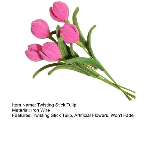 Twisting Stick Tulip Wool Flowers Never Wither Floral Arrangement Long-Lasting Keepsake Flower for Home Decor