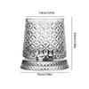 280ml Crystal Rotating Whiskey Glass with Base Diamond Cut Ice Flower Bubble Pattern Spinner Cup for Home Bar Party Gifts