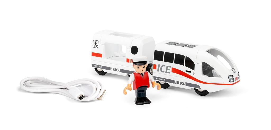 BRIO World Railway Series USB Rechargeable ICE Train 36088, Wooden Rail, Electric Vehicle, Locomotive, Ages 3+