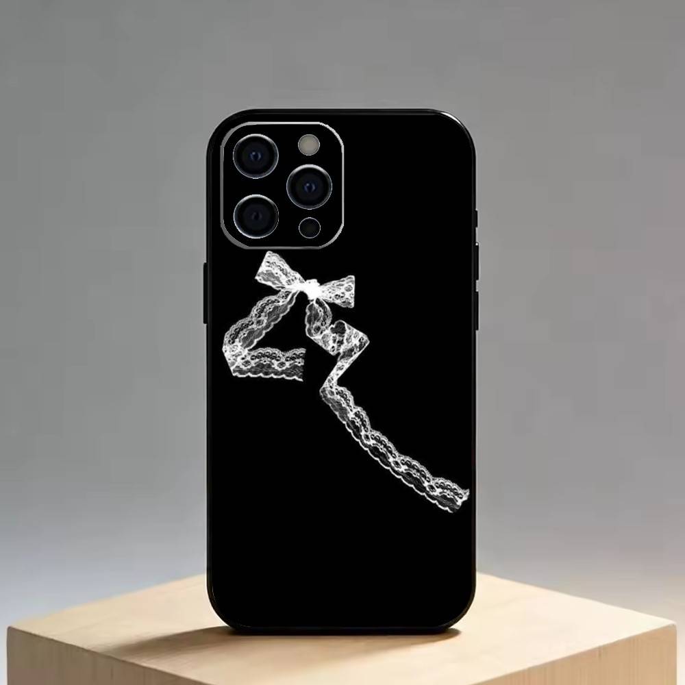

Кружевной чехол для телефона iPhone 17, 16, 15, 14, 13, 12, 11 Plus, Pro Max, XS, Мягкий силиконовый черный чехол iPhone14