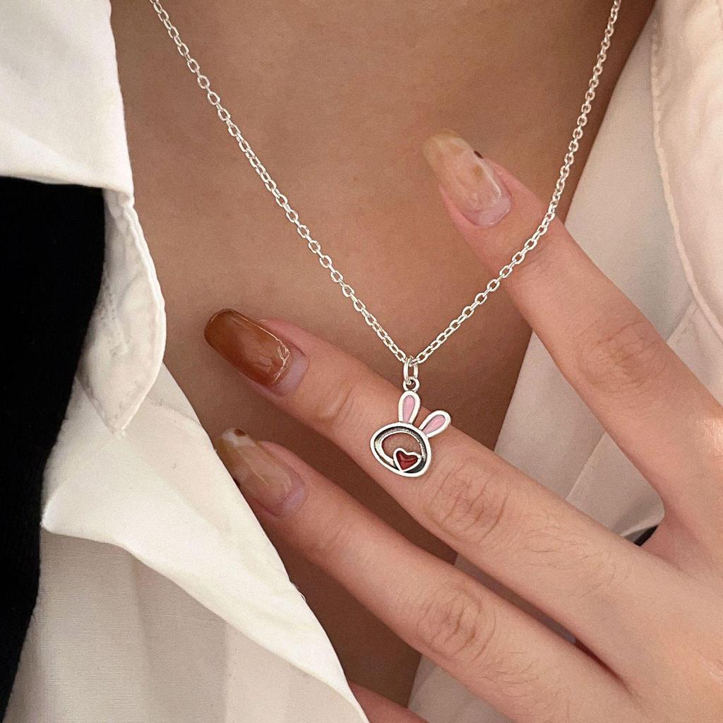Yinruitai S925 Sterling Silver Rabbit Hoodie Necklace - Women's Luxury Design Clavicle Chain