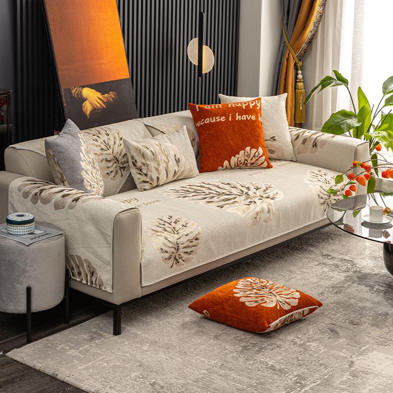 Chenille Light Luxury Sofa Cushion Four Seasons Universal Non-Slip Combination Sofa Cover Modern Simple Cushion