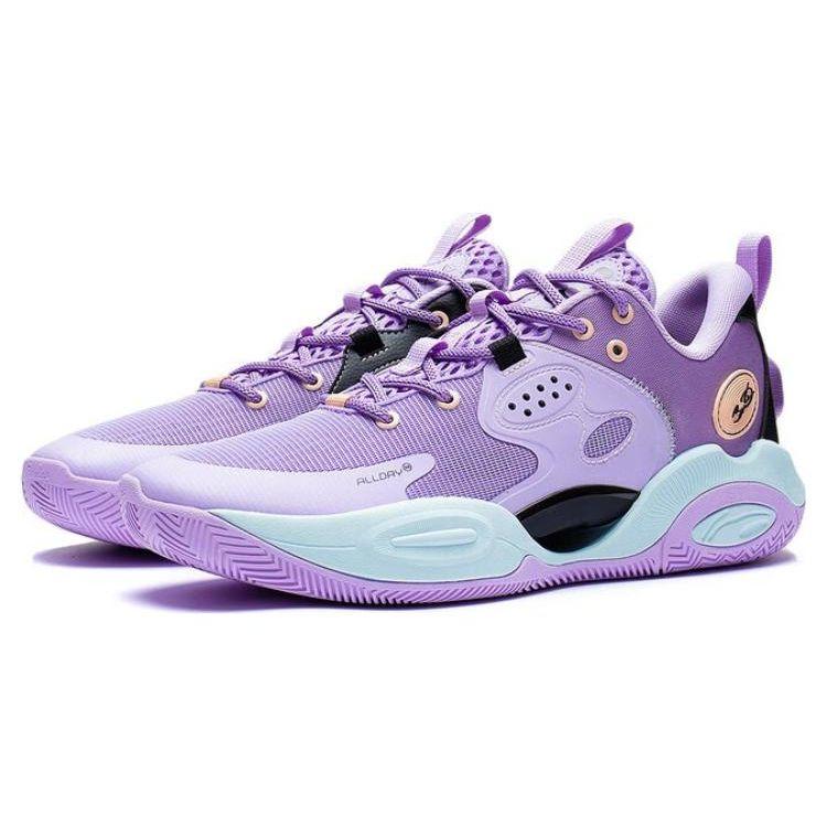 Li Ning Wade All Day 7 Durable Breathable Low Top Basketball Shoes Men Sneakers Purple Black ABAT033-3