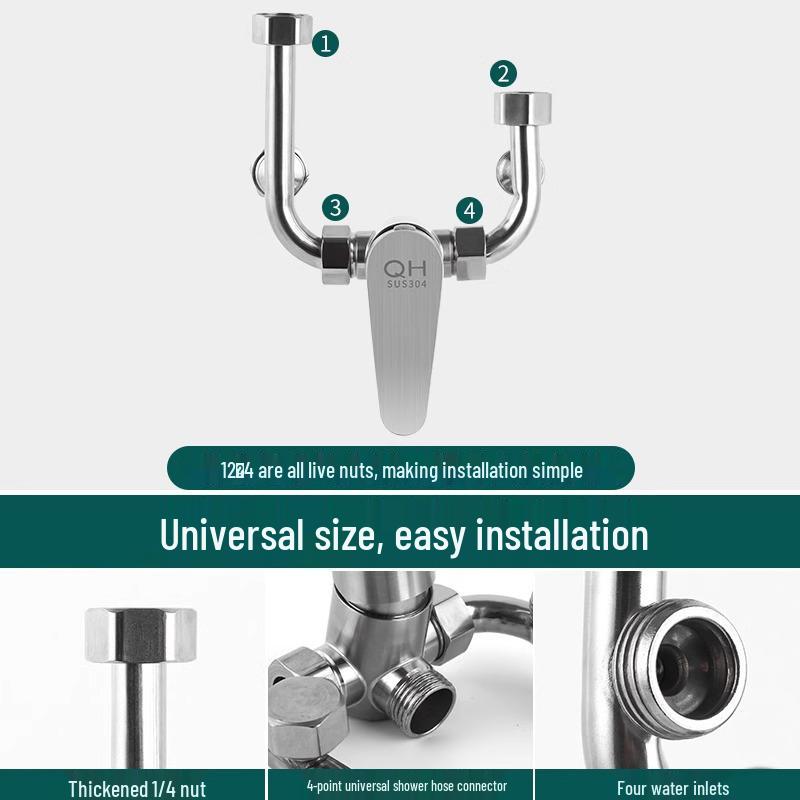 All-Copper U-Shaped Electric Water Heater Mixer & Shower Faucet Set with Pressure Boosting Valve
