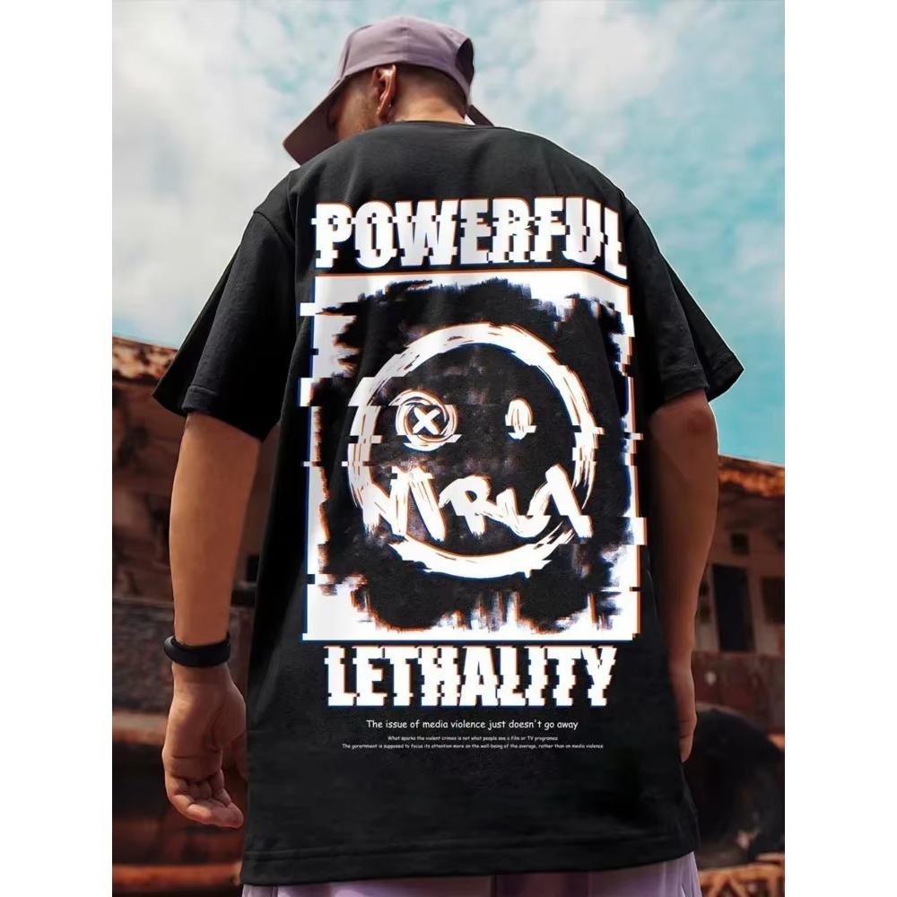 Summer New Casual Loose T-shirt Short Sleeved Men's Fashion Loose Printing Large 8XL Hip Hop Couple Wear Half Sleeve Cotton Top