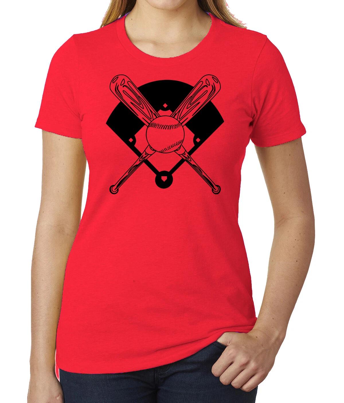 Baseball Bat Cross Tee, Graphic SporT-Shirts, Woman s Baseball Tee XL