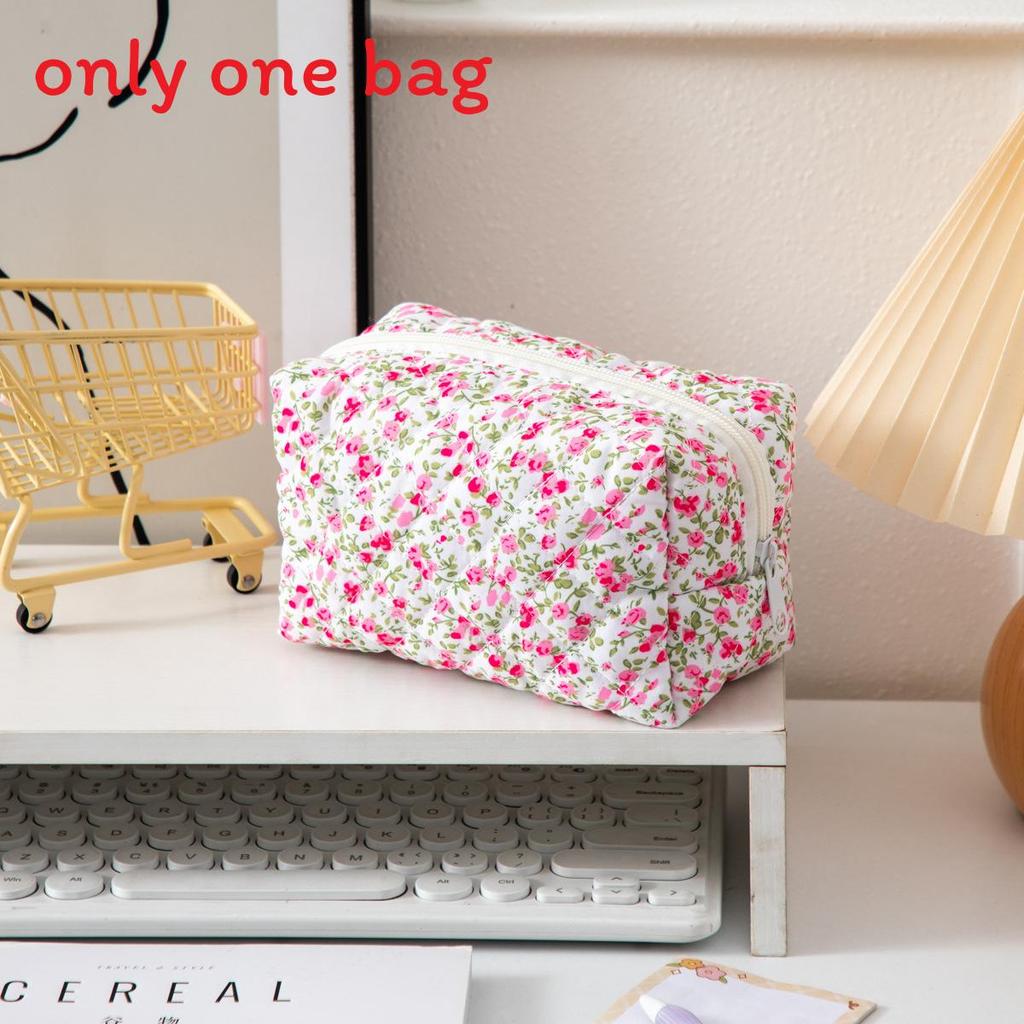 Floral Makeup Bag Large Capacity Organizer With Zipper For Travel And Home Use