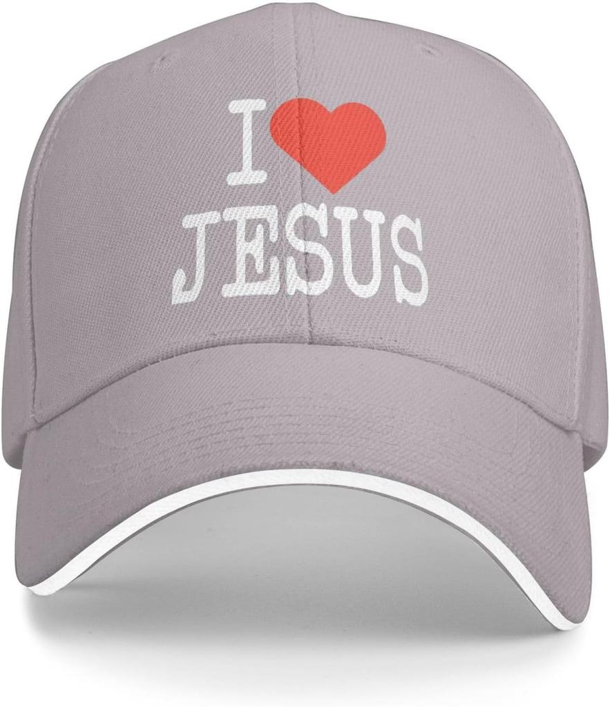 I Love Jesus Christian Baseball Cap Polyester Adjustable Trucker Hat for Adults