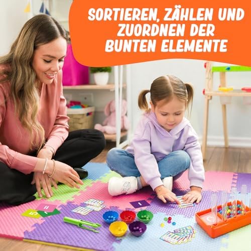 Färglära Montessori-leksaker för barn 3-5 år, Färgsortering & Räkning Matematikmaterial, Finmotorik Utbildande Lärande Aktiviteter