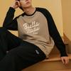 FILA American Vintage Autumn Printed Letter Spliced Round Neck Pullover Sweatshirt Unisex sweatshirt Light-Sand Army-Green F11U339205FKK