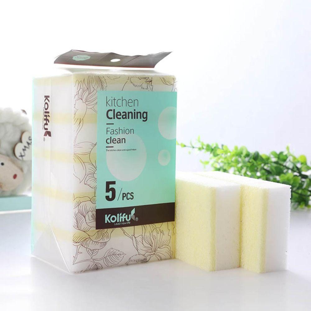 Double-Sided Household Emery Cleaning Accessories Dishwashing Sponge Scouring Pad Magic Sponge