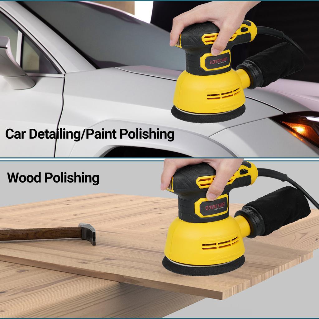 5-calowa szlifierka orbitalna z 15 szt. papierów ściernych 12000 obr./min 6-biegowa maszyna szlifierska wysoka