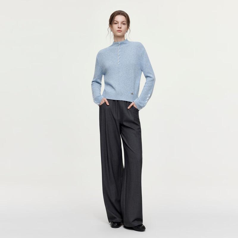 ELLE Women's French Style Color-Block Wide-Leg Casual Trousers