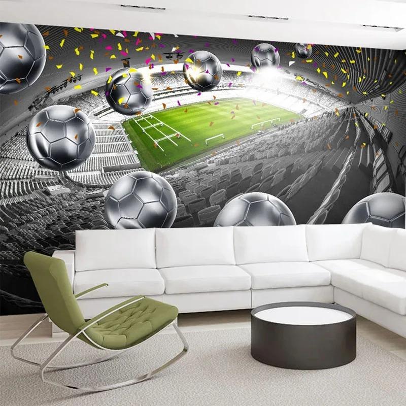 Football Field 3d Wall Murals Silver Football Art Wallpaper Living Room Restaurant Tv Background Wall Papers Decor