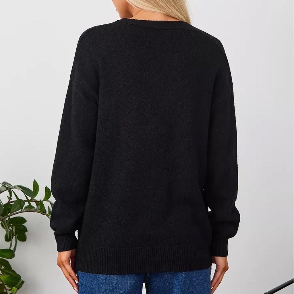 Suéter tipo cárdigan informal de color liso para mujer con bolsillos para abrigo de mujer