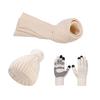 3Pcs/Set Winter Hat Scarf Gloves Set Solid Color Windproof Plush Ball Hat Neck Warmer Touch Screen Gloves Set