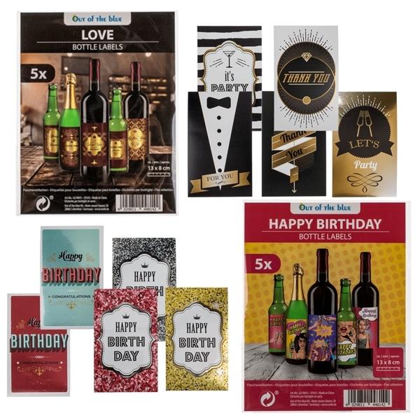 Labels for Wine and Champagne Bottle Pack 20 Self-adhesive