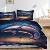 3pcs Anime Dolphin Bedding Set - Includes One Quilt Cover and Two Pillowcases (No Core) - Polyester Fabric, Perfect for Bedroom and Guest Ro