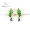 Unique Natural Blue Tanzanite Lotus Leaf Shape Design Female Earrings 925 Sterling Silver Fashion Fine Jewelry Anniversary Gift