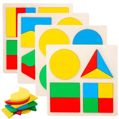Children Geometric Shape Wooden Puzzle Toys Kids Educational Montessori Early Learning Toy Enlightenment and Cognition TMZ
