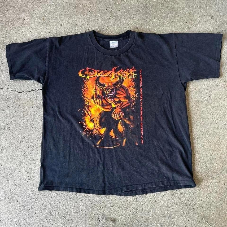 Винтажная концертная футболка OZZFEST 2001 года с большим принтом демона, двусторонняя XL