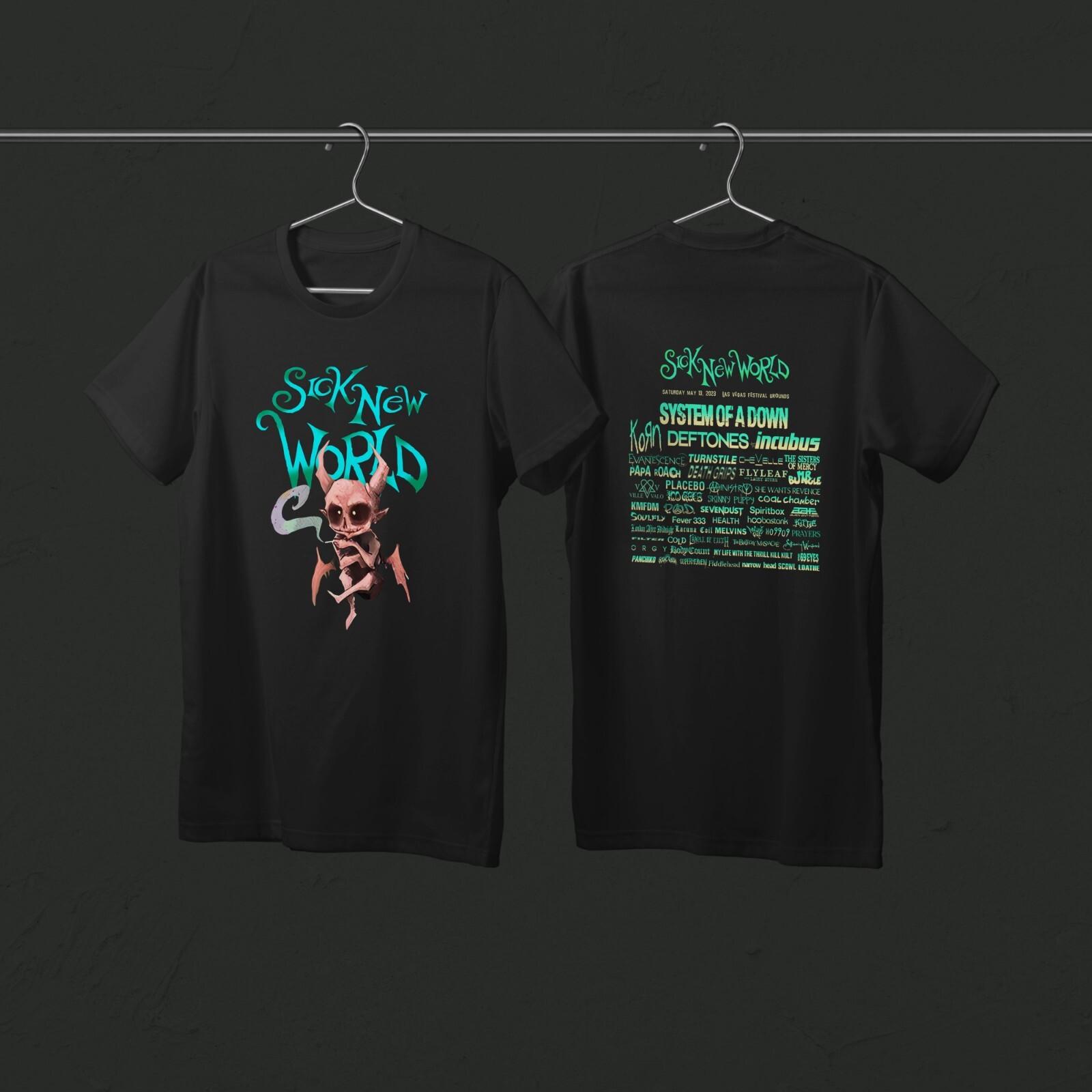 Sick New World 2023 sistem of a down korn deftones t shirt L