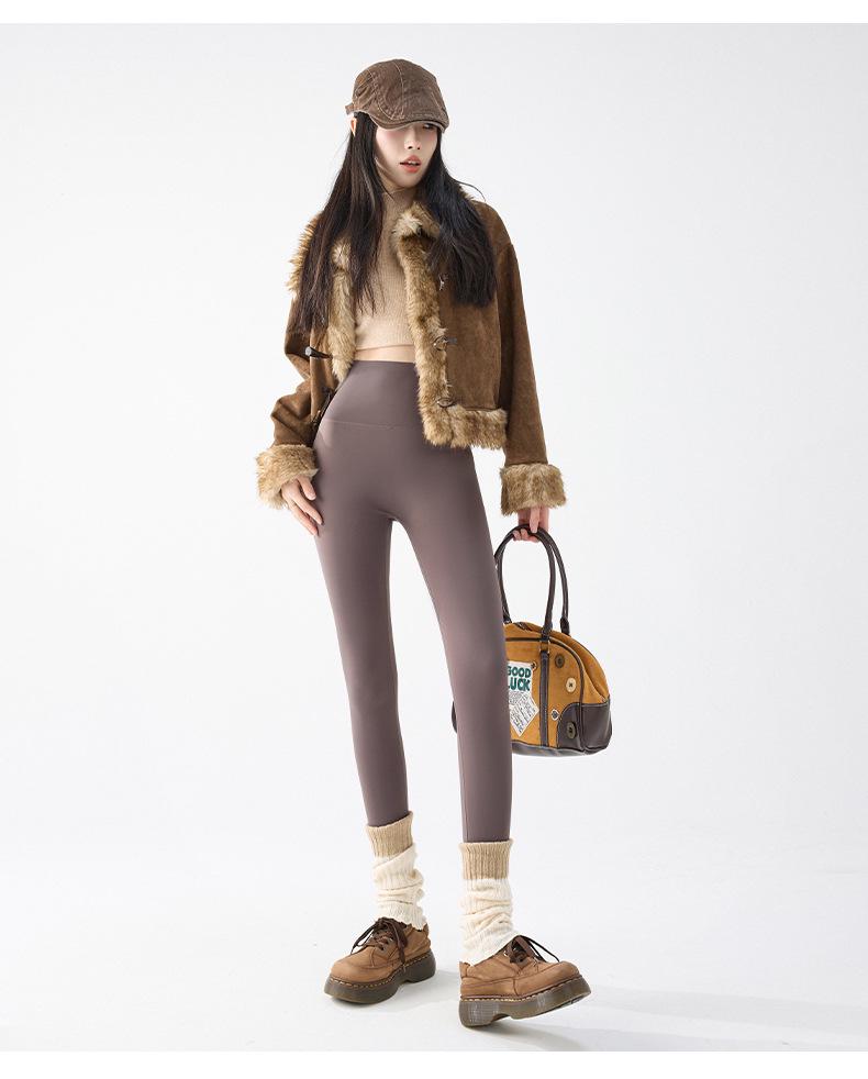 913# Women's Fleece-lined Slimming Leggings: Thick, Warm, Shaping Shark Pants for Autumn/Winter