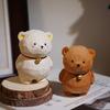 Hand Carved Wooden Bell Bear Miniature Cute Animal Figurine Office Desk Decor