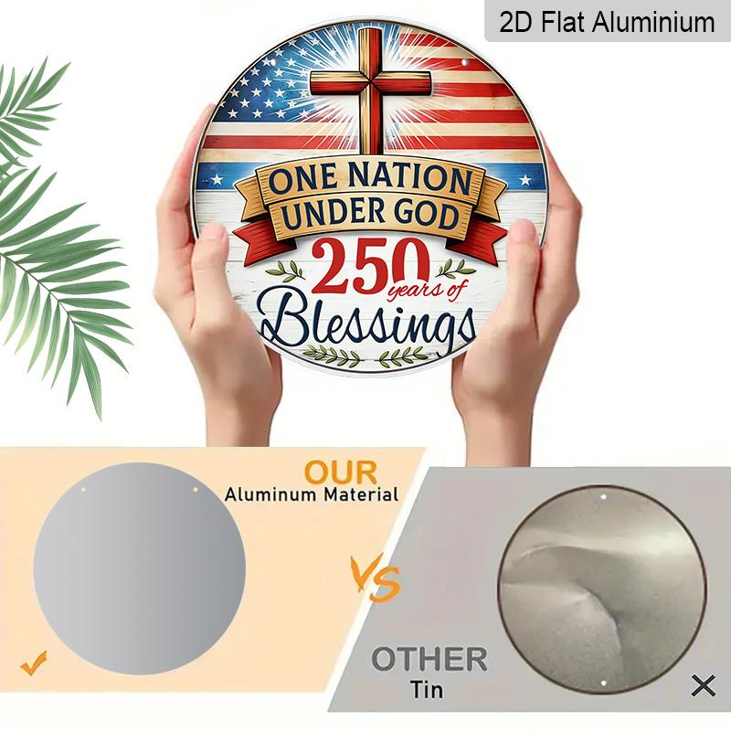 2D Flat 1pc Aluminum Independence Day-Themed Wall Decor 7.87 Inches X 7.87 Inches Commemorating the 250th Anniversary Memorial Day Patriotic Decor