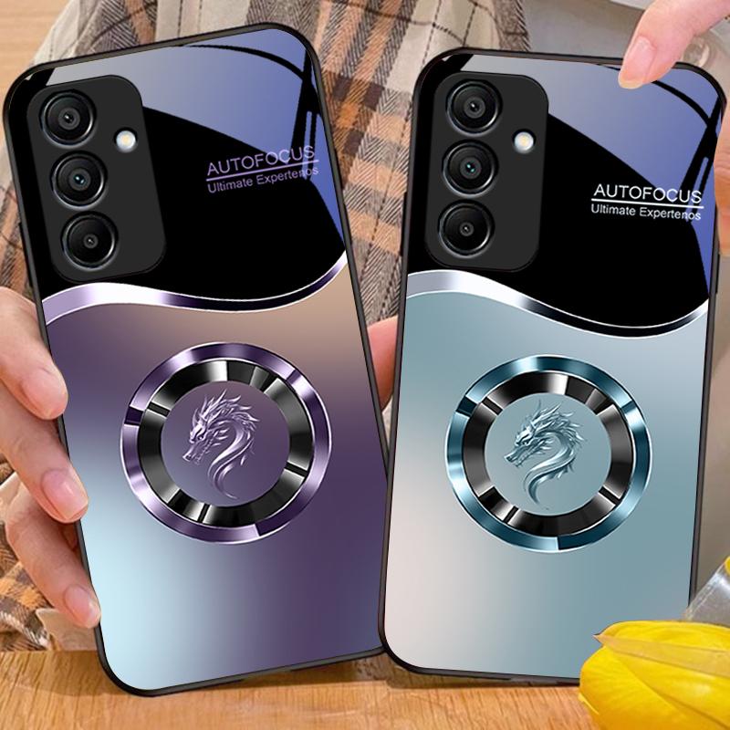 Gradueller Runder Drache Für Samsung Galaxy A15 5G 54 4G 51 50 24 35 90 71 12 51 53 52S 80 22 34 Schwarze Hülle aus gehärtetem Glas