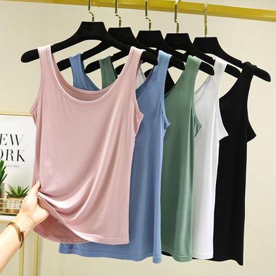 Canotta da donna in cotone tinta unita con scollo a U, taglie forti